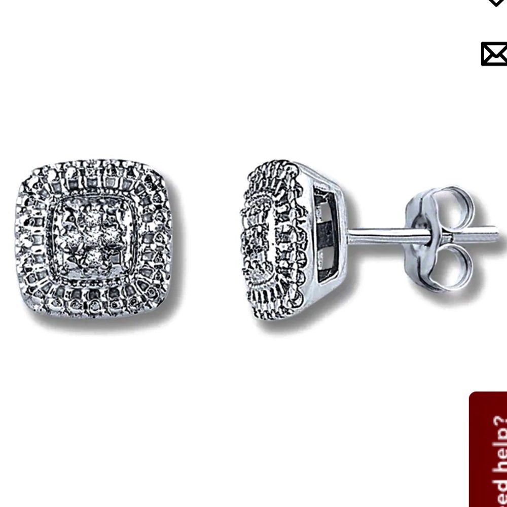 NWT KAY Jewelers 1/20ct Square Diamond Earrings in Sterling Silver